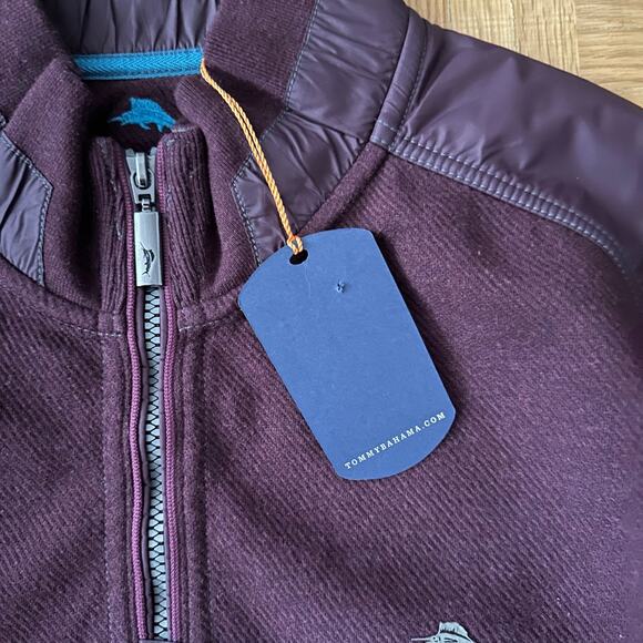 Tommy Bahama quarter zip burgundy sweater Large NWT - Picture 7 of 7